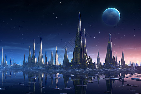 俯视风景,宇宙奇幻的城市插画