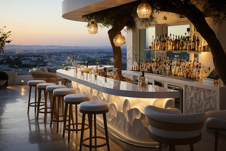 现代豪华装修的酒吧场景高清图片