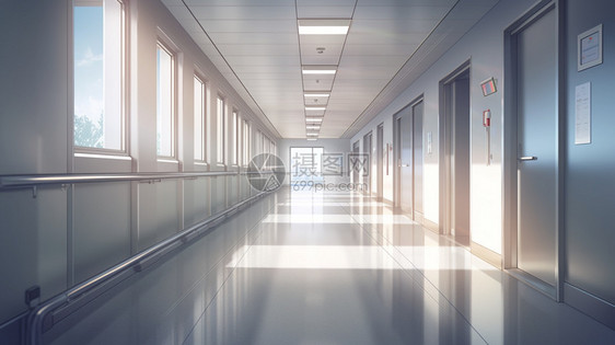 阳光明媚的医院走廊图片
