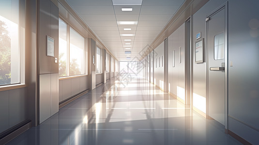 卡通风格的医院走廊图片