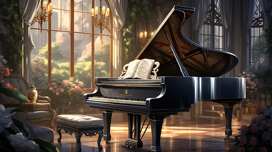 创意艺术美感的钢琴房图片