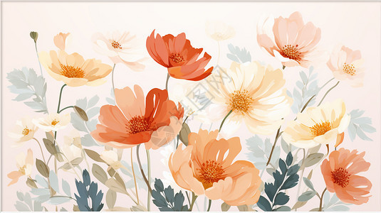 手绘艺术风的花卉插图图片