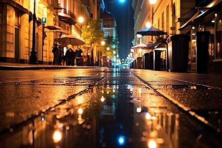 雨天的雨夜的街头背景
