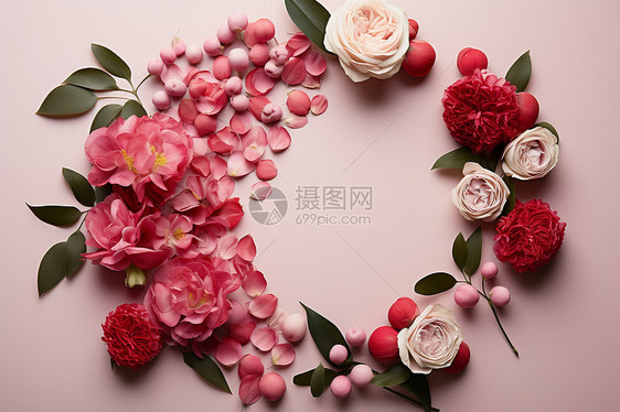 女性节庆祝活动中的花朵装饰图片
