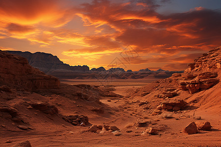 黄昏时分的沙漠美景图片