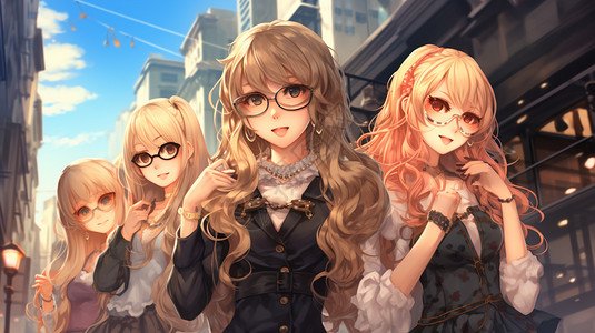 卡通美少女创意插图背景图片