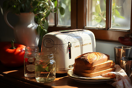 白色的早餐机背景图片
