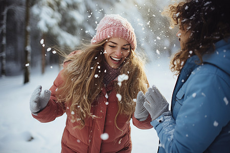 雪地上的女孩背景图片