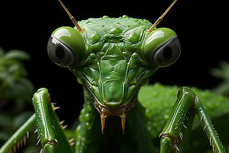 头部细节清晰的螳螂图片