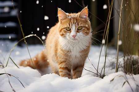 猫咪的雪景图片