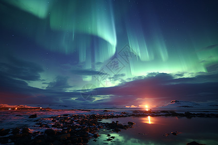 冰岛的极光美景图片