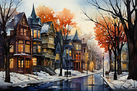 冬日城市的细腻风景图片