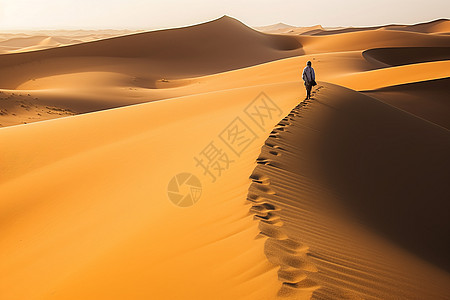 沙漠里孤独的旅行者图片