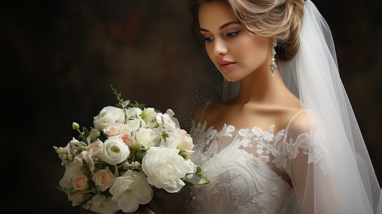 穿婚纱的美丽新娘图片
