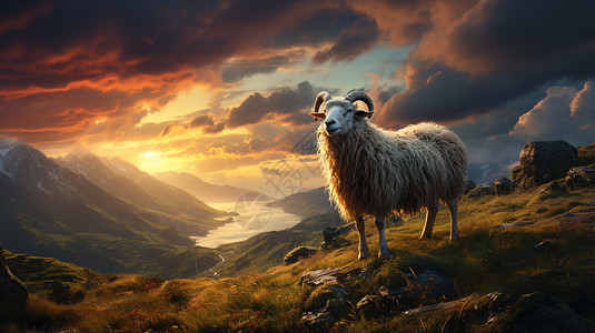 绵羊站在草地上图片