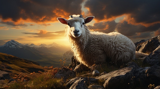 草地上有着可爱的羊图片