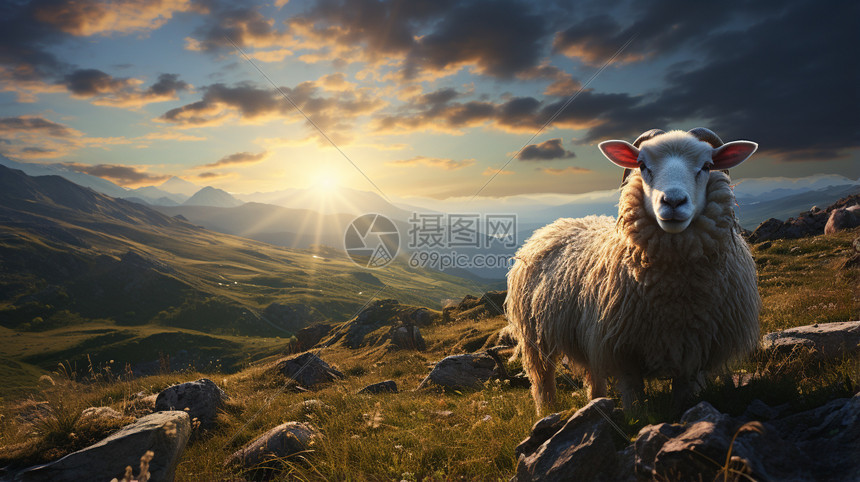 一群羊在草地上图片