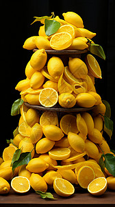 堆积在一起的柠檬水果图片