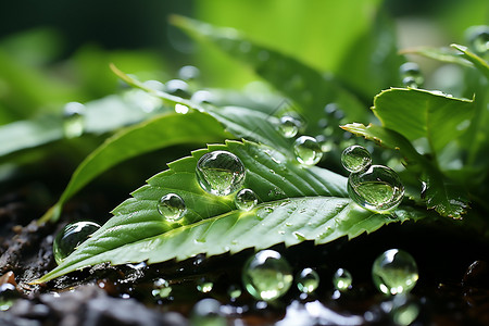 植物上的液体水滴图片