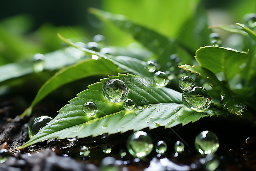 植物上的液体水滴图片