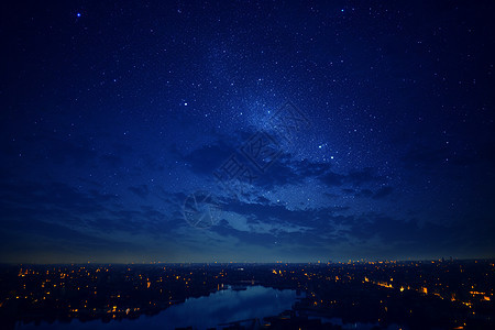 夜空中的星光湖泊背景图片