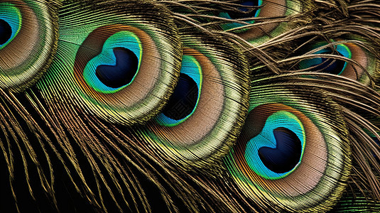 复杂结构的孔雀羽毛图案背景图片