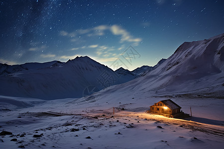 星空与雪山图片