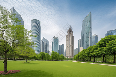 现代城市的广场绿化景观图片