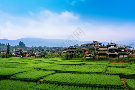 稻田中的乡村景观图片