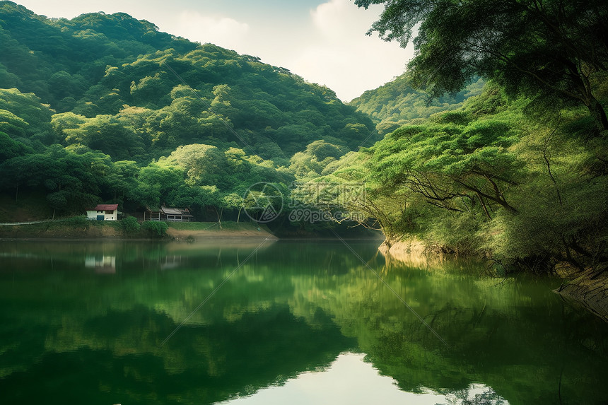 夏季的郊野公园水库图片