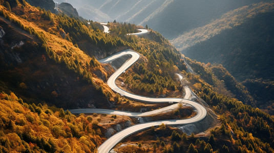 弯弯曲曲的山间公路图片