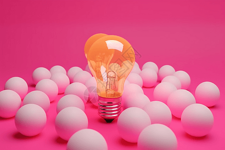 创意概念的灯泡粉红色背景背景图片