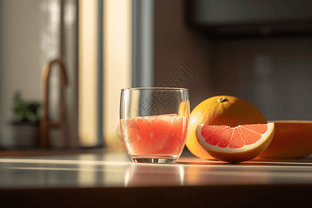 酸甜可口的鲜榨葡萄柚果汁背景图片