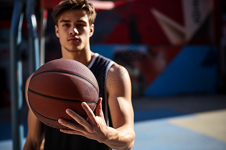 青少年在街头打篮球背景图片