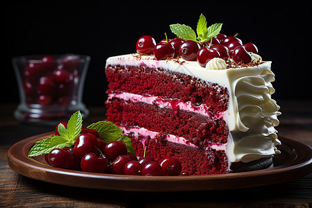 美味的红丝绒蛋糕图片