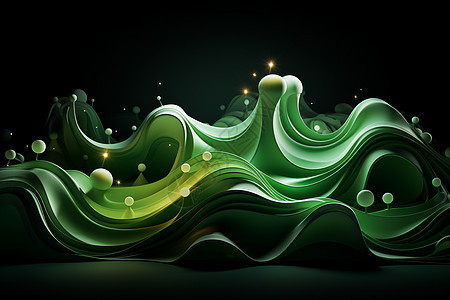 沉浸式的绿色浪潮背景图片