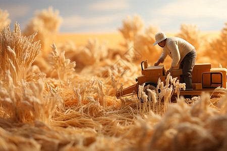 收割小麦的创意图片