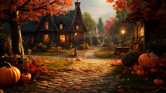 秋天的院落背景图片
