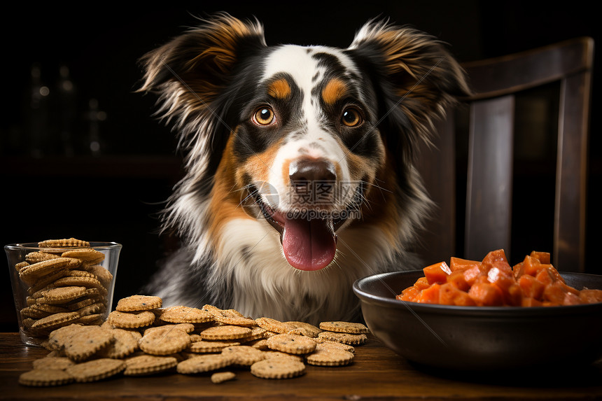 可爱的狗狗用舌头舔食物的表情图片