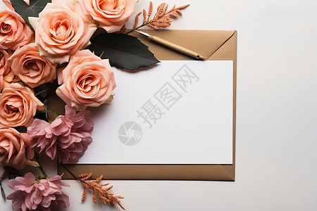 母亲节花束与贺卡背景图片