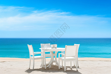 沙滩上的桌椅图片
