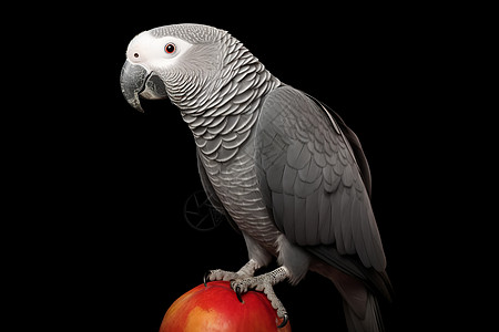苹果上的鹦鹉背景图片