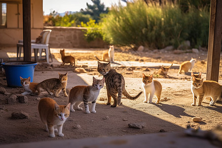 户外院子里的猫咪图片