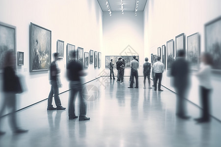 艺术展览厅内的人群图片