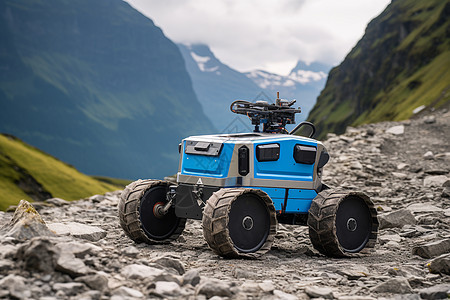 山路上的机器人图片