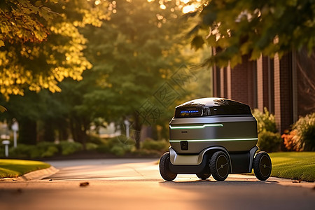 户外街道上的智能机器人图片