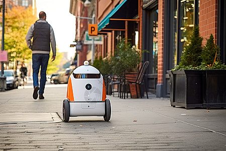 道路上的智能机器人图片