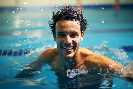 开心游泳的人图片