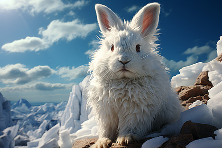 雪中的小兔子图片