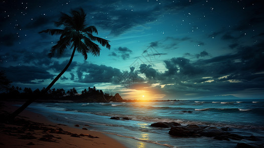 海滩上的夜色图片